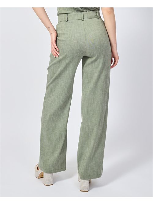 High-waisted Mademoiselle du monde fabric trousers MADEMOISELLE DU MONDE | F284-MDM115MILITARY